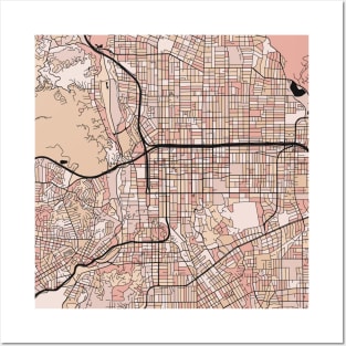 Pasadena Map Pattern in Soft Pink Pastels Posters and Art